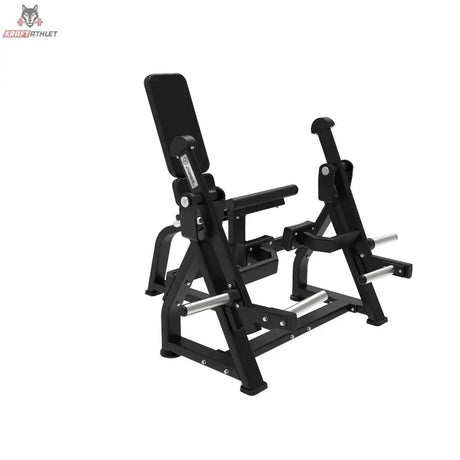 Titanium Strength Elite Series IsoLateral Beinstrecker – Rückansicht schräg mit Hebelarmen und Scheibenaufnahmen