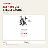 Maßbild Titanium Strength Elite Series IsoLateral Bench Press: Stellfläche 133 × 160 cm, Höhe 175 cm