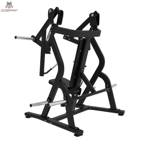 Titanium Strength Elite Series IsoLateral Bench Press – Rückansicht von rechts auf Rahmen und Hebelarme