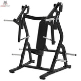 Titanium Strength Elite Series IsoLateral Bench Press – Schrägansicht von links mit Rückenpolster und Hebelarmen