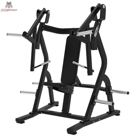 Titanium Strength Elite Series IsoLateral Bench Press – Schrägansicht von links mit Rückenpolster und Hebelarmen