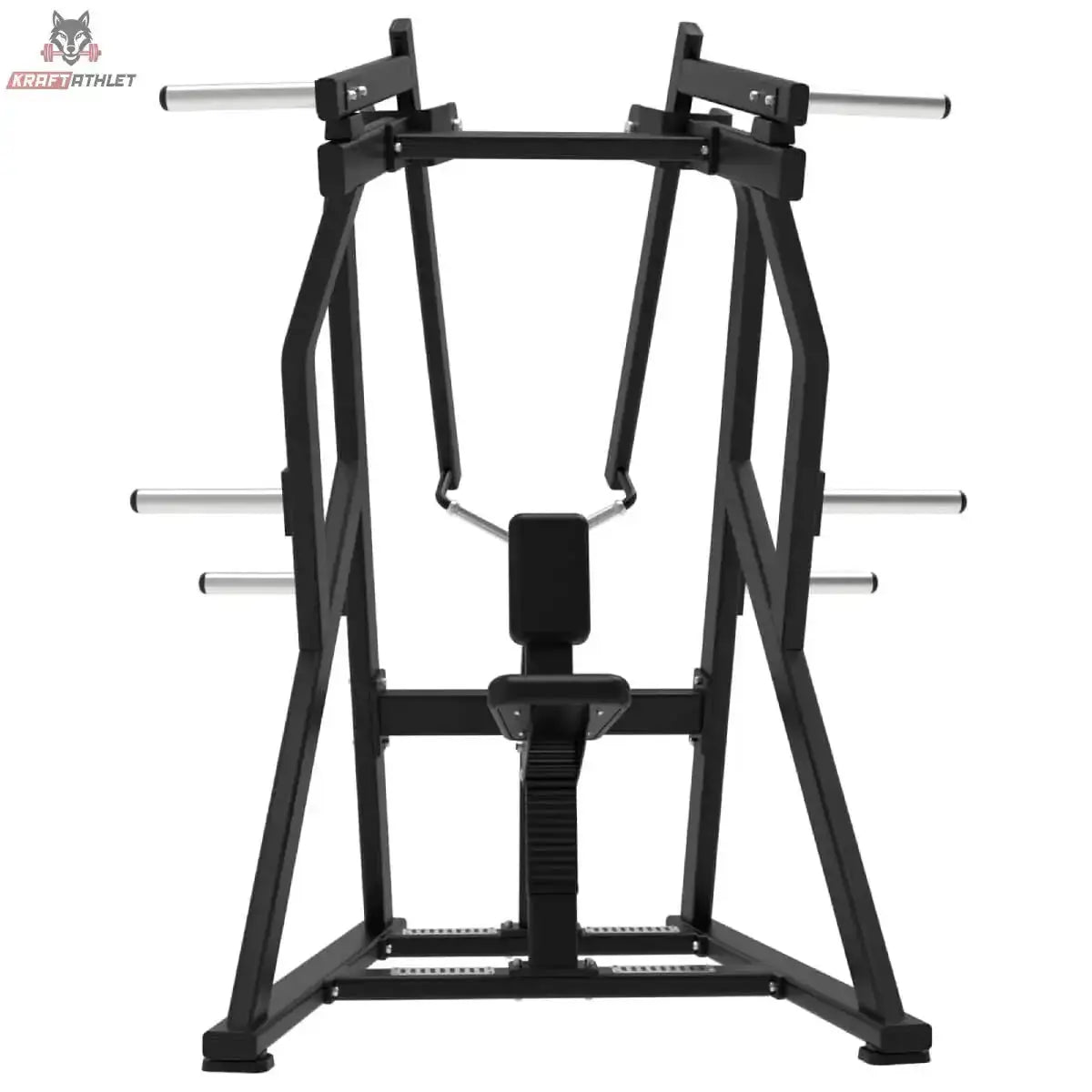 Titanium Strength Elite Series IsoLateral D.Y. Row in Frontansicht mit Griffpositionen oben und Scheibenhörnern