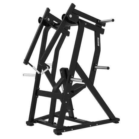 Titanium Strength Elite Series IsoLateral D.Y. Row in Schrägansicht von rechts mit hohen Zugarmen und schwarzem Rahmen