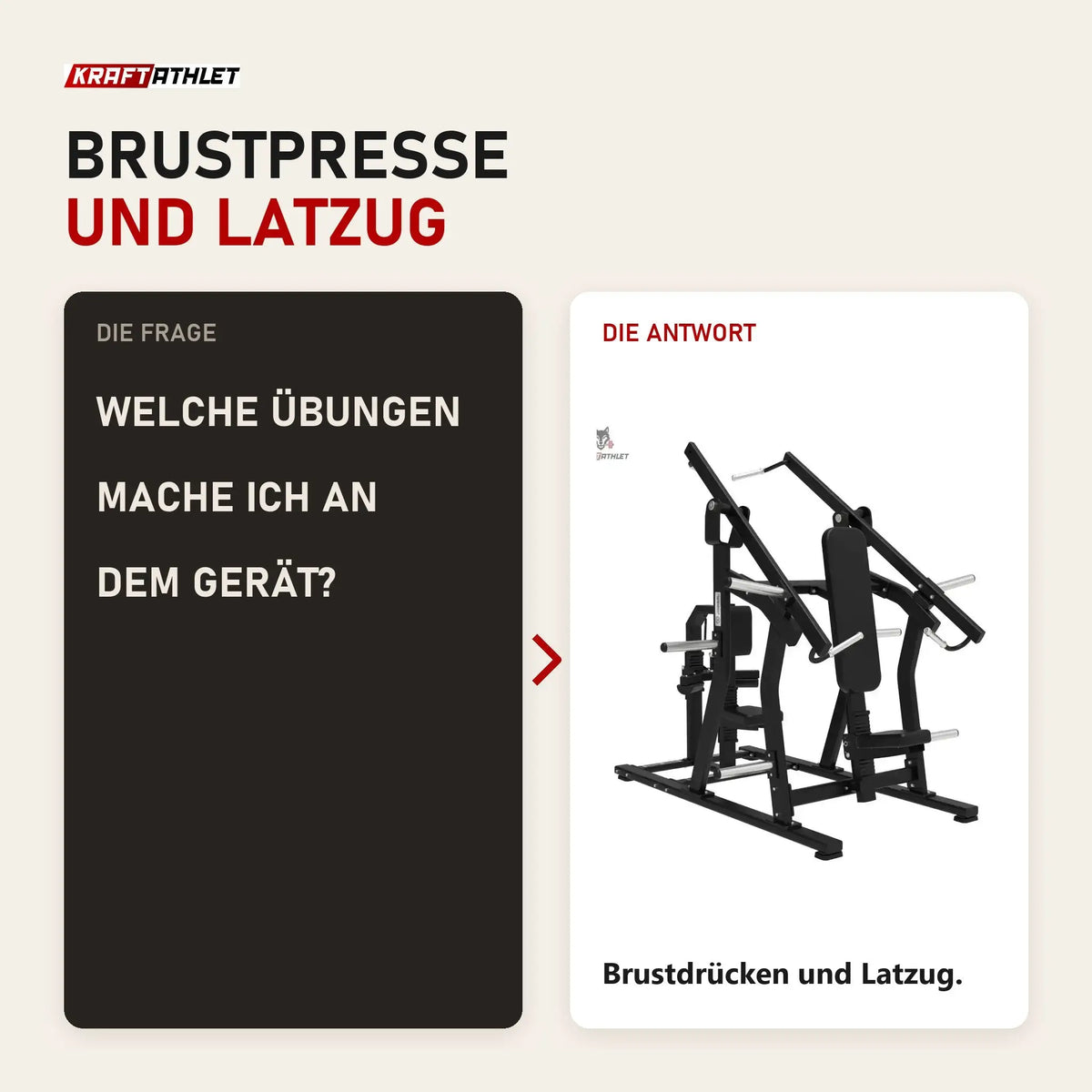 Frage und Antwort zu Titanium Strength Elite Series IsoLateral Brustpresse und Latzug: Welche Übungen mache ich an dem Gerät?