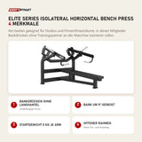 Titanium Strength Elite Series IsoLateral Horizontal Bench Press mit 4 Merkmalen: Bankdrücken ohne Langhantel, Bank um 5° geneigt, Startgewicht 5 kg je Arm, Offener Rahmen