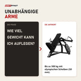 Frage und Antwort zu Titanium Strength Elite Series IsoLateral Incline Pec Fly: Wie viel Gewicht kann ich auflegen?