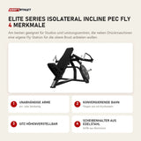 Titanium Strength Elite Series IsoLateral Incline Pec Fly mit 4 Merkmalen: Unabhängige Arme, Konvergierende Bahn, Sitz höhenverstellbar, Scheibenhalter aus Edelstahl