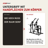 Frage und Antwort zu Titanium Strength Elite Series IsoLateral Latzug: Wie hoch muss der Raum sein?