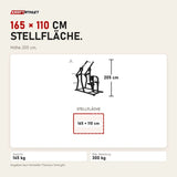 Maßbild Titanium Strength Elite Series IsoLateral Latzug: Stellfläche 165 × 110 cm, Höhe 205 cm