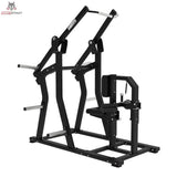 Titanium Strength Elite Series IsoLateral Latzug in Schrägansicht von vorn mit Sitz und Knieauflage