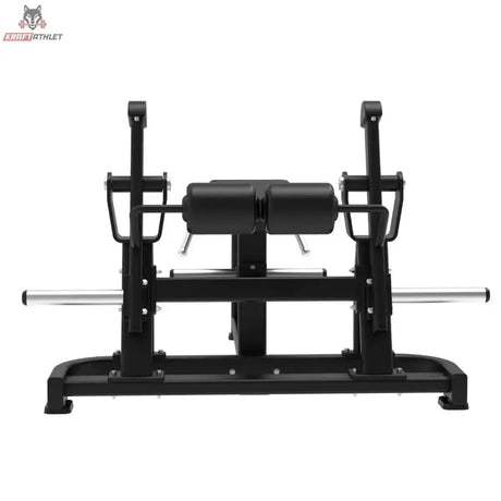 Titanium Strength Elite Series IsoLateral Prone Leg Curl in Frontansicht mit Liegepolster und seitlichen Scheibenaufnahmen