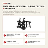 Titanium Strength Elite Series IsoLateral Prone Leg Curl mit 4 Merkmalen: Abgewinkelte Hüft- und Brustpolster, Unabhängige Hebel, Gummierte Griffe, Scheibenhalter aus Edelstahl