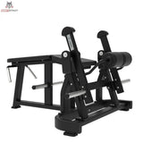 Titanium Strength Elite Series IsoLateral Prone Leg Curl in Schrägansicht von rechts mit Hebelarmen und Griffen