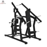 Titanium Strength Elite Series IsoLateral Brustpresse und Latzug in Schrägansicht von vorn mit Rückenpolster und Zugarmen