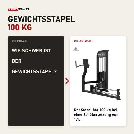 Frage und Antwort zu Titanium Strength Elite Series Kickmaschine: Wie schwer ist der Gewichtsstapel?