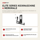 Titanium Strength Elite Series Kickmaschine mit 4 Merkmalen: Gewichtsstapel 100 kg, Führungsstangen Edelstahl 25 mm, Gewichtsplatten mit Farbmarkierung Grün/Gelb/Rot, Nylonummantelter Seilzug 7 × 19