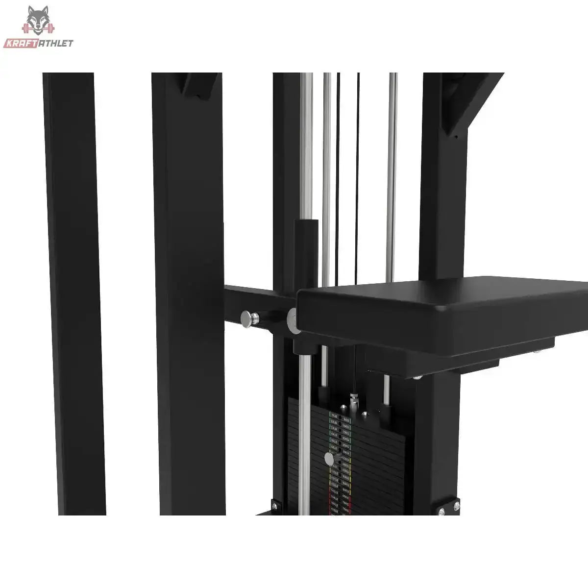 Titanium Strength Elite Series Klimmzug-Dipsmaschine – Detail des Kniepolsters vor dem Gewichtsturm