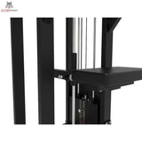 Titanium Strength Elite Series Klimmzug-Dipsmaschine – Detail des Kniepolsters vor dem Gewichtsturm