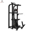 Titanium Strength Elite Series Klimmzug-Dipsmaschine – Schrägansicht mit Klimmzuggriffen, Dipgriffen und Kniepolster