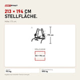 Maßbild Titanium Strength Elite Series Konvergierende Smith Multipresse: Stellfläche 213 × 194 cm, Höhe 175 cm