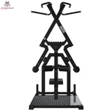 Titanium Strength Elite Series Kreisförmiger Lat-Zug in Frontansicht mit gekreuzten Hebelarmen