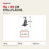 Maßbild Titanium Strength Elite Series Kreisförmiger Lat-Zug: Stellfläche 156 × 103 cm, Höhe 202 cm