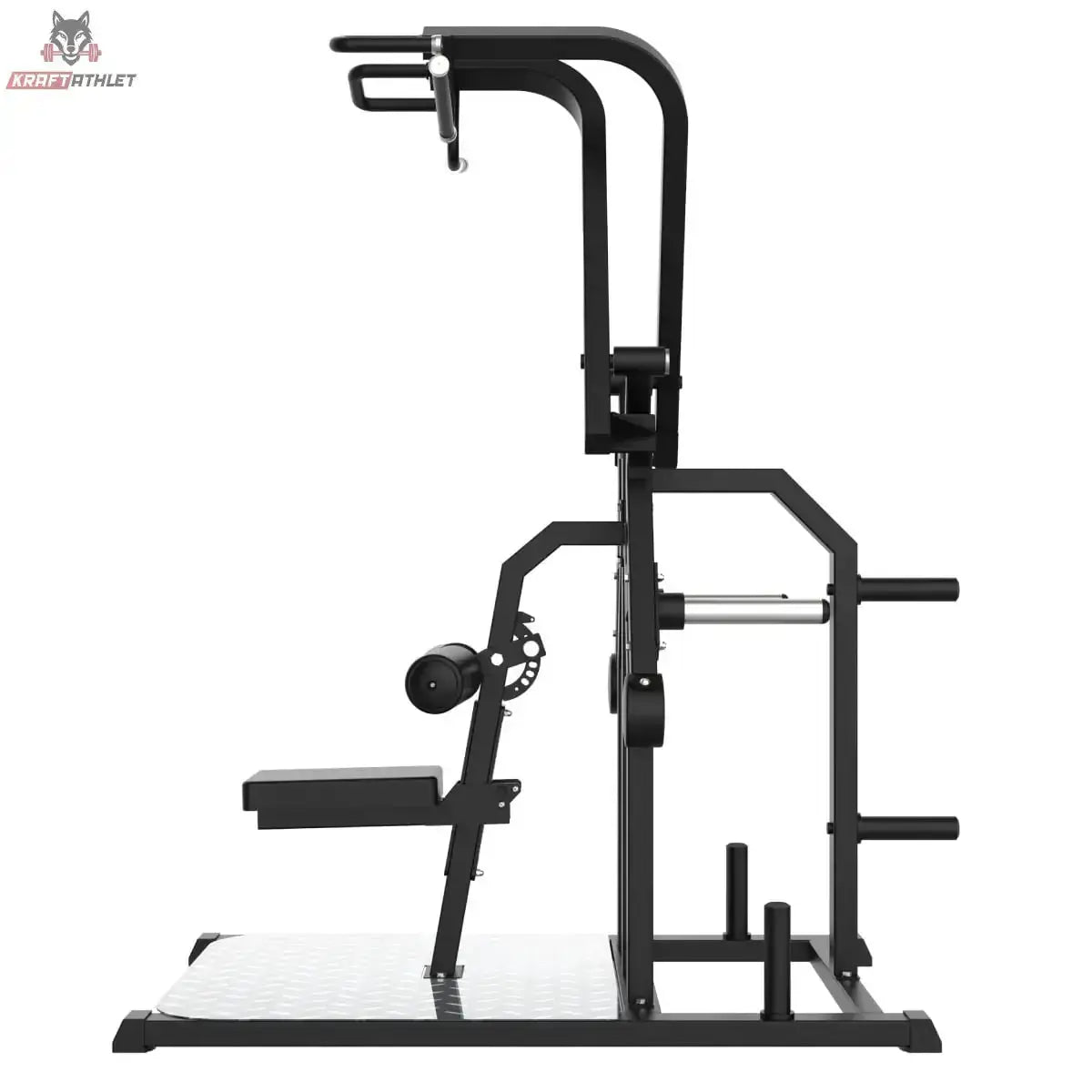 Titanium Strength Elite Series Kreisförmiger Lat-Zug in Seitenansicht mit Hebelarm und Bodenplatte