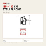 Maßbild Titanium Strength Elite Series Lat Pulldown: Stellfläche 135 × 137 cm, Höhe 185 cm