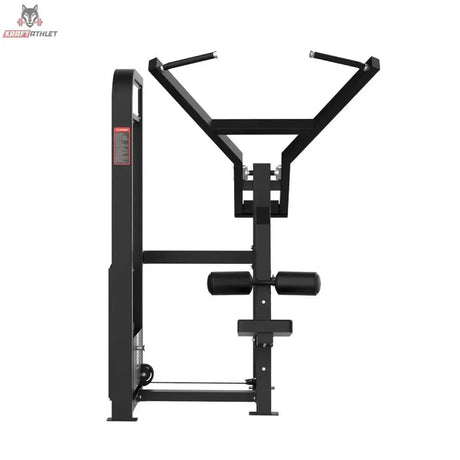 Titanium Strength Elite Series Lat Pulldown – Seitliche Frontansicht mit Griffbügel und Beinpolstern