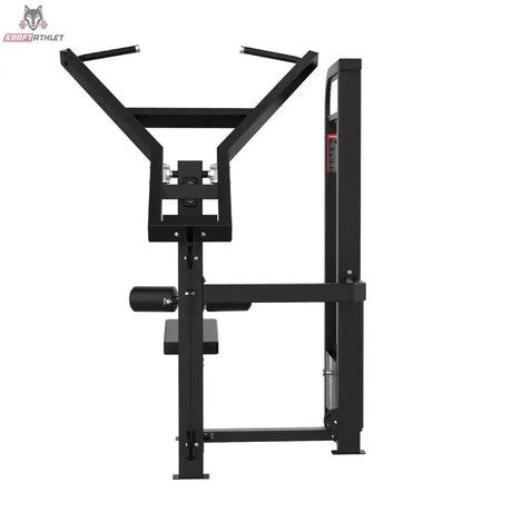 Titanium Strength Elite Series Lat Pulldown – Frontansicht mit breitem Griffbügel und Oberschenkelpolstern