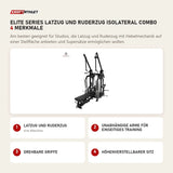 Titanium Strength Elite Series Latzug und Ruderzug IsoLateral Combo mit 4 Merkmalen: Latzug und Ruderzug, Unabhängige Arme für einseitiges Training, Drehbare Griffe, Höhenverstellbarer Sitz