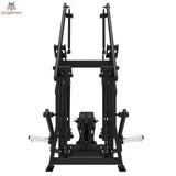 Titanium Strength Elite Series Latzug und Ruderzug IsoLateral Combo – Frontansicht mit Doppelrahmen, Sitz und Scheibenhaltern