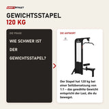 Frage und Antwort zu Titanium Strength Elite Series Latzugmaschine: Wie schwer ist der Gewichtsstapel?