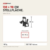 Maßbild Titanium Strength Elite Series Leg Curl und Leg Extension: Stellfläche 130 × 98 cm, Höhe 155 cm