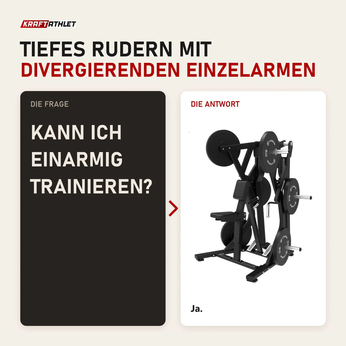 Frage und Antwort zu Titanium Strength Elite Series Low Row: Kann ich einarmig trainieren?