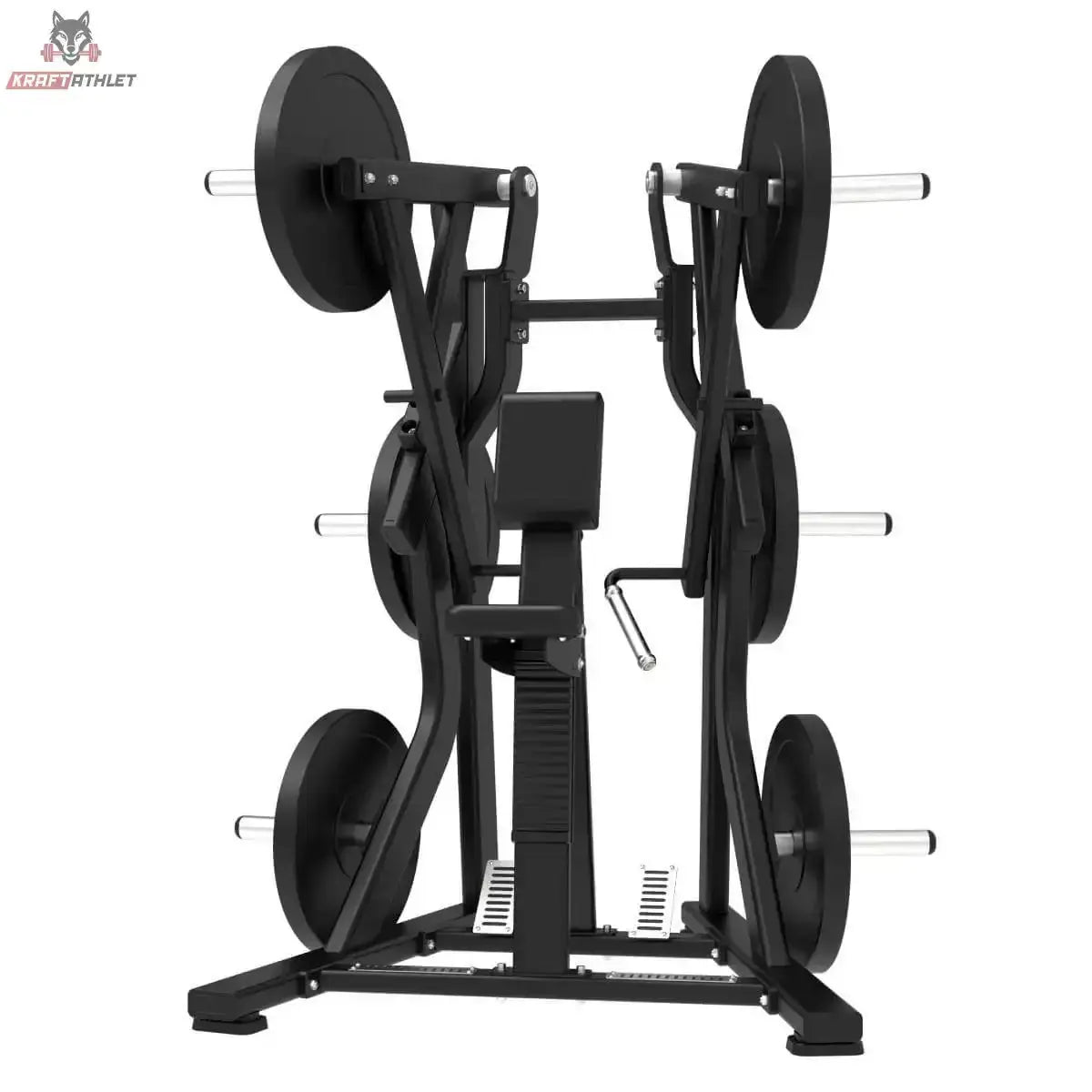 Titanium Strength Elite Series Low Row in Frontansicht mit Scheiben auf beiden Seiten und Brustpolster