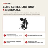 Titanium Strength Elite Series Low Row mit 4 Merkmalen: Tiefes Rudern mit divergierenden Einzelarmen, Geneigtes Brustpolster, Mittelgriff für einarmige Sätze, Fußstütze und höhenverstellbarer Sitz