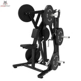 Titanium Strength Elite Series Low Row in Schrägansicht, mit Hantelscheiben beladen und schwarzem Rahmen
