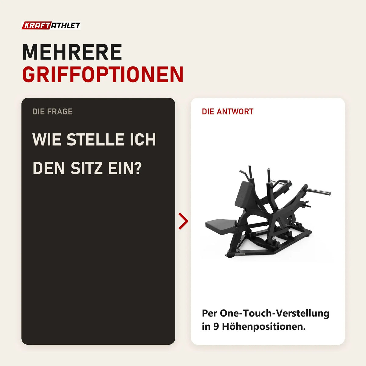 Frage und Antwort zu Titanium Strength Elite Series Multi-Grip IsoLateral Rudergerät: Wie stelle ich den Sitz ein?