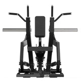 Titanium Strength Elite Series Multi-Grip IsoLateral Rudergerät in Schwarz, Frontansicht mit Brustpolster und Mehrfachgriffen