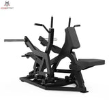 Titanium Strength Elite Series Multi-Grip IsoLateral Rudergerät in Schwarz, Schrägansicht von hinten mit Scheibenaufnahmen