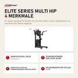 Titanium Strength Elite Series Multi Hip mit 4 Merkmalen: Gewichtsstapel 100 kg, Führungsstangen Edelstahl 25 mm, Gewichtsplatten mit Farbmarkierung Grün/Gelb/Rot, Nylonummantelter Seilzug 7 × 19