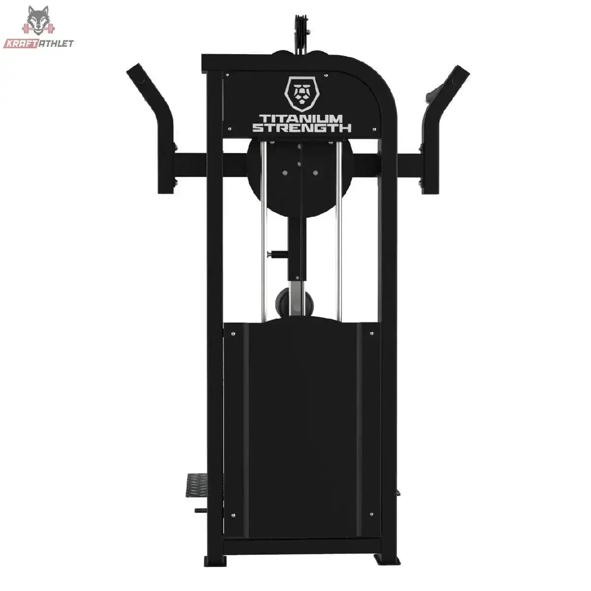Titanium Strength Elite Series Multi Hip – Rückansicht mit Logo-Abdeckung und Griffbügeln
