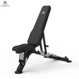 Titanium Strength Elite Series Multi-Verstellbare Bank, Schrägansicht mit aufgestellter Rückenlehne in Schwarz