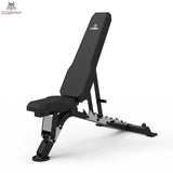 Titanium Strength Elite Series Multi-Verstellbare Bank, Schrägansicht mit aufgestellter Rückenlehne in Schwarz