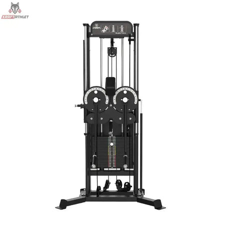 Titanium Strength Elite Series Multiflight – Frontansicht mit beiden Seilrollen und Standfuß