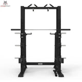 Titanium Strength Elite Series Multipower Smith Machine + Rack Plus in Schwarz, Frontansicht mit Klimmzuggriffen oben