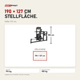 Maßbild Titanium Strength Elite Series Multipress 3 Funktionen: Stellfläche 190 × 127 cm, Höhe 155 cm