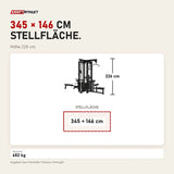 Maßbild Titanium Strength Elite Series Multistation 4 Stationen: Stellfläche 345 × 146 cm, Höhe 226 cm