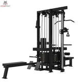 Titanium Strength Elite Series Multistation 4 Stationen in Schwarz, Seitenansicht mit Ruderbank